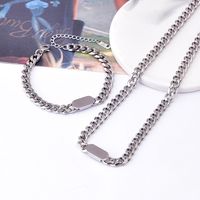 Wholesale Simple Style U Shape Titanium Steel Bracelets Necklace Jewelry Set sku image 5