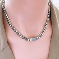 Wholesale Simple Style U Shape Titanium Steel Bracelets Necklace Jewelry Set sku image 2