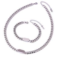 Wholesale Simple Style U Shape Titanium Steel Bracelets Necklace Jewelry Set main image 3