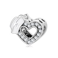 Retro Cross Heart Sterling Silver Inlay Zircon Pendants Jewelry Accessories sku image 2