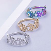Wholesale Cute Paw Print Stainless Steel Open Ring main image 1