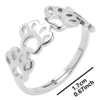 Wholesale Cute Paw Print Stainless Steel Open Ring sku image 1
