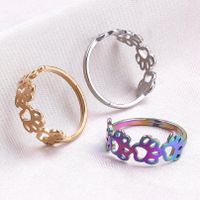 Wholesale Cute Paw Print Stainless Steel Open Ring main image 2