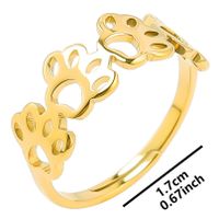 Wholesale Cute Paw Print Stainless Steel Open Ring sku image 3
