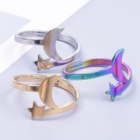 Wholesale Casual Star Moon Stainless Steel Open Ring main image 2