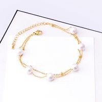 Simple Style Pearl Titanium Steel Wholesale Anklet main image 5