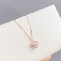 Simple Style Heart Shape Copper Plating Inlay Rhinestones Gold Plated Necklace main image 4