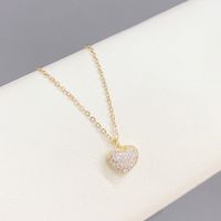 Simple Style Heart Shape Copper Plating Inlay Rhinestones Gold Plated Necklace main image 1