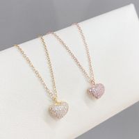 Simple Style Heart Shape Copper Plating Inlay Rhinestones Gold Plated Necklace main image 3