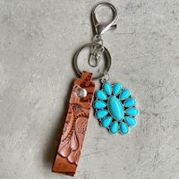 Cowboy Style Geometric Alloy Leather Plating Turquoise Bag Pendant Keychain sku image 4