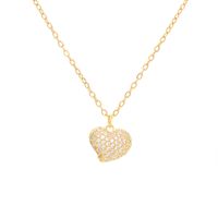 Simple Style Heart Shape Copper Plating Inlay Rhinestones Gold Plated Necklace main image 2