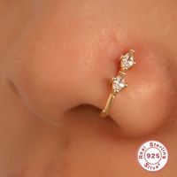 Wholesale Simple Style Geometric Water Droplets Flower Sterling Silver Zircon Nose Ring main image 3
