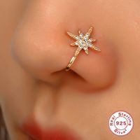 Wholesale Simple Style Geometric Water Droplets Flower Sterling Silver Zircon Nose Ring main image 4