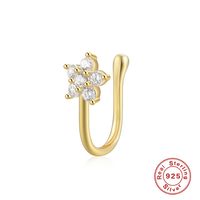 Wholesale Simple Style Geometric Water Droplets Flower Sterling Silver Zircon Nose Ring sku image 9