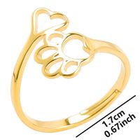 Wholesale Cute Paw Print Stainless Steel Open Ring sku image 3