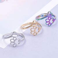 Wholesale Cute Paw Print Stainless Steel Open Ring main image 5