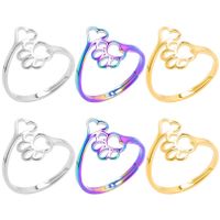 Wholesale Cute Paw Print Stainless Steel Open Ring main image 2