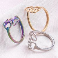 Wholesale Cute Paw Print Stainless Steel Open Ring main image 3
