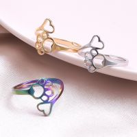 Wholesale Cute Paw Print Stainless Steel Open Ring main image 6