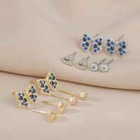 1 Set Simple Style Butterfly Copper Inlay Zircon Ear Studs main image 4