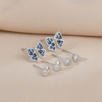 1 Set Simple Style Butterfly Copper Inlay Zircon Ear Studs main image 1