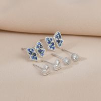 1 Set Simple Style Butterfly Copper Inlay Zircon Ear Studs main image 5