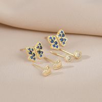 1 Set Simple Style Butterfly Copper Inlay Zircon Ear Studs main image 3