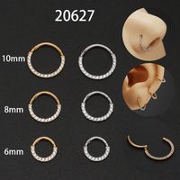 1 Piece Simple Style Round Stainless Steel Inlay Zircon Earrings main image 1