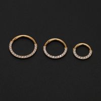 1 Piece Simple Style Round Stainless Steel Inlay Zircon Earrings sku image 1