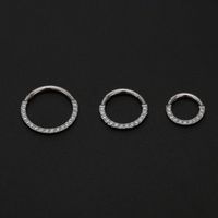 1 Piece Simple Style Round Stainless Steel Inlay Zircon Earrings sku image 2
