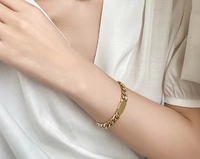 Wholesale Simple Style U Shape Titanium Steel Bracelets Necklace Jewelry Set sku image 3