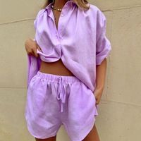 Women's Casual Solid Color Polyester Patchwork Shorts Sets main image 1