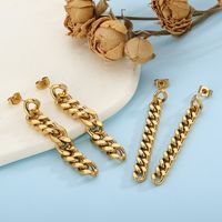1 Pair Hip-Hop Geometric Plating Stainless Steel 18K Gold Plated Drop Earrings main image 3