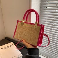 Women's Straw Solid Color Streetwear Square Zipper Handbag main image 3