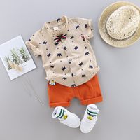 Casual Crown Cotton Boys Clothing Sets sku image 1