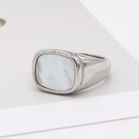 Wholesale Simple Style Square Titanium Steel Shell Rings sku image 4