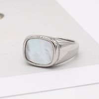 Wholesale Simple Style Square Titanium Steel Shell Rings main image 1