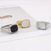 Wholesale Simple Style Square Titanium Steel Shell Rings main image 3