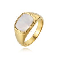 Wholesale Simple Style Square Titanium Steel Shell Rings main image 5