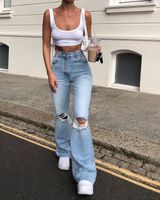 Women's Daily Streetwear Solid Color Full Length Washed Jeans main image 3