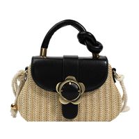 Women's Medium Straw Color Block Streetwear Square Flip Cover Shoulder Bag Crossbody Bag Straw Bag main image 1