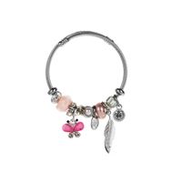 Vacation Feather Butterfly Alloy Plating Inlay Rhinestones Silver Plated Women's Bangle main image 2