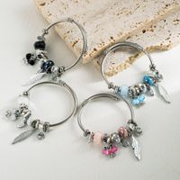 Vacation Feather Butterfly Alloy Plating Inlay Rhinestones Silver Plated Women's Bangle main image 1