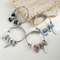 Vacation Feather Butterfly Alloy Plating Inlay Rhinestones Silver Plated Women's Bangle main image 7