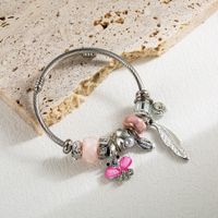 Vacation Feather Butterfly Alloy Plating Inlay Rhinestones Silver Plated Women's Bangle sku image 2