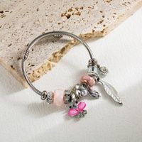 Vacation Feather Butterfly Alloy Plating Inlay Rhinestones Silver Plated Women's Bangle main image 3