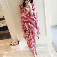 Women's Ethnic Style Flower Thick Twill Cotton Printing Shawl sku image 30