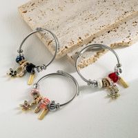 Artistic Flower Alloy Plating Inlay Rhinestones Glass Silver Plated Women's Bangle main image 1