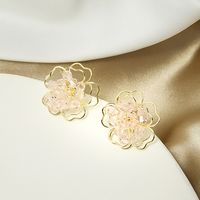 1 Pair Vintage Style Sweet Simple Style Flower Alloy Gold Plated Ear Studs main image 4