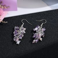 1 Pair Retro Printing Natural Stone Crystal Drop Earrings sku image 10